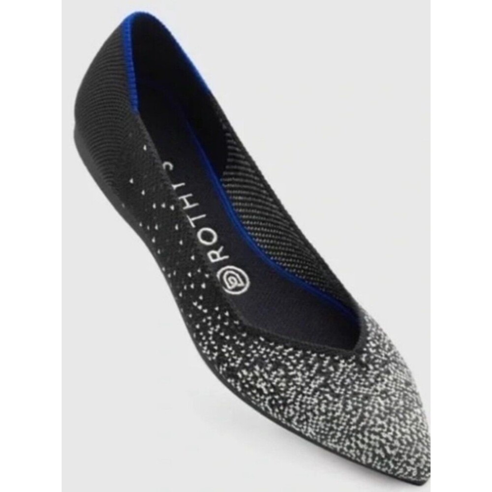 Rothy's Women's Black & White Pointed Knit Flats Midnight Slate Size 8